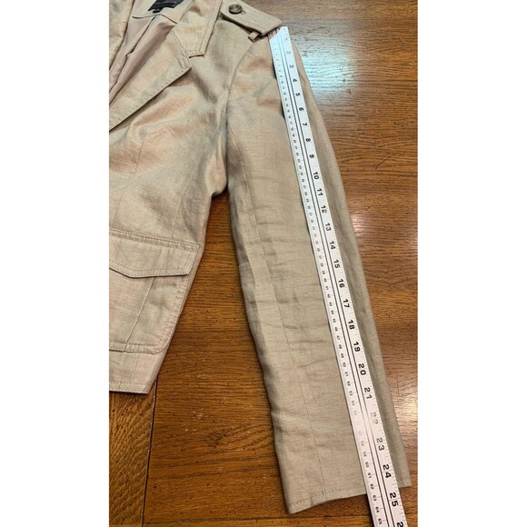 Vintage The Limited Linen Blazer Jacket Medium Career Khaki Epaulettes Peplum - Picture 14 of 14